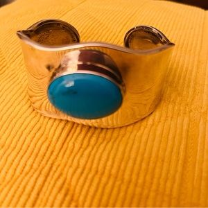 Sterling silver adjustable cuff 9.75 genuine turquoise stone